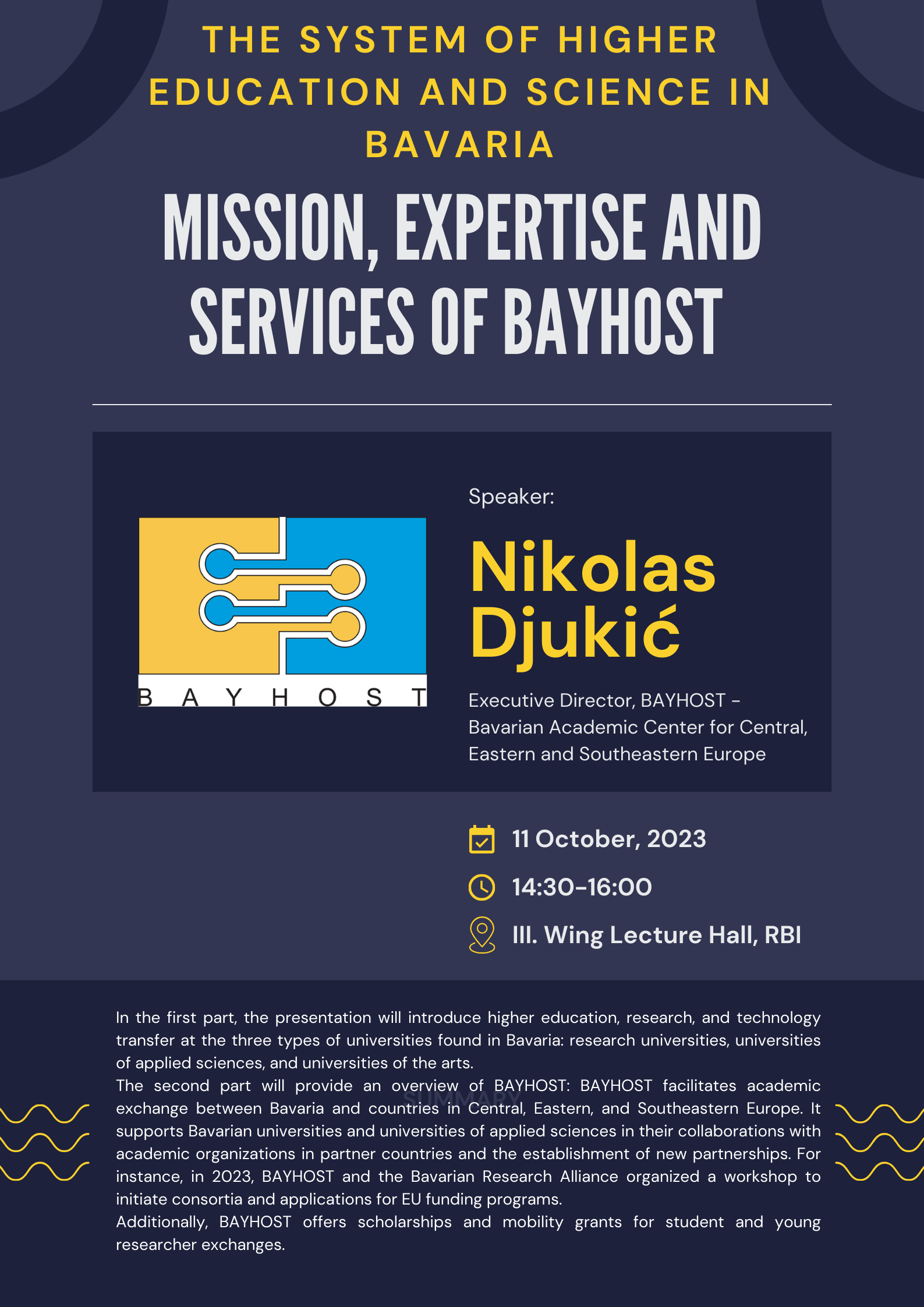 Nikolas Djukić: The system of higher education and science in Bavaria - Mission, expertise and services of BAYHOST