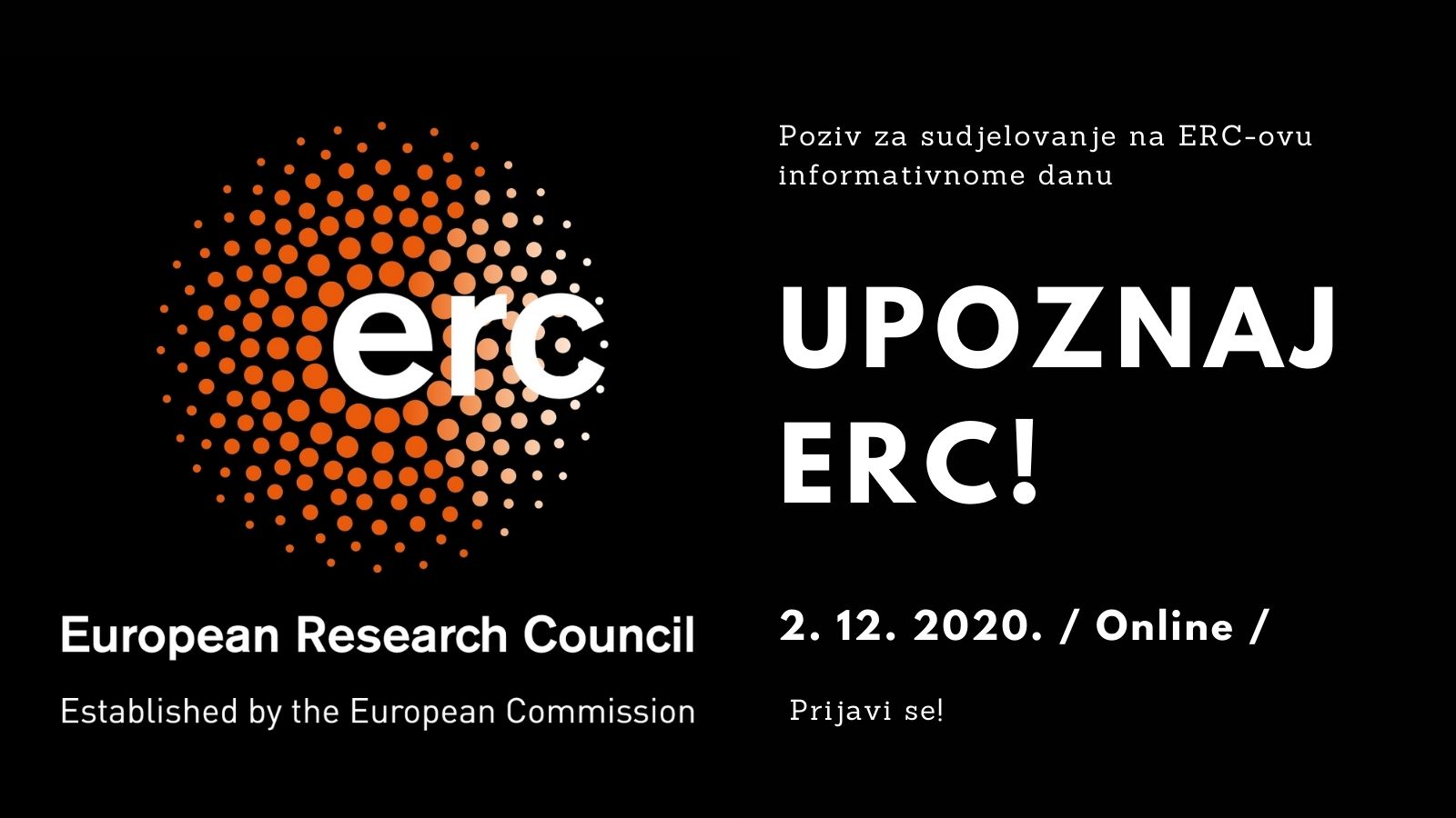 Poziv za sudjelovanje na ERC-ovu informativnome danu: Upoznajte ERC