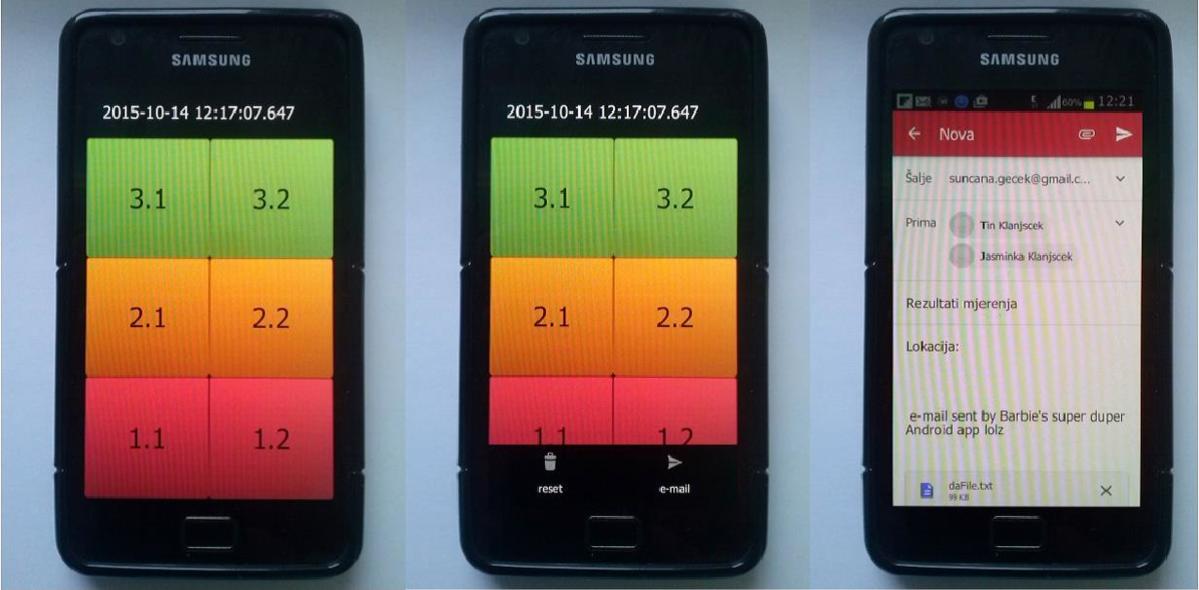Slika 4. Prikaz Android aplikaSlcije na mobilnom telefonu