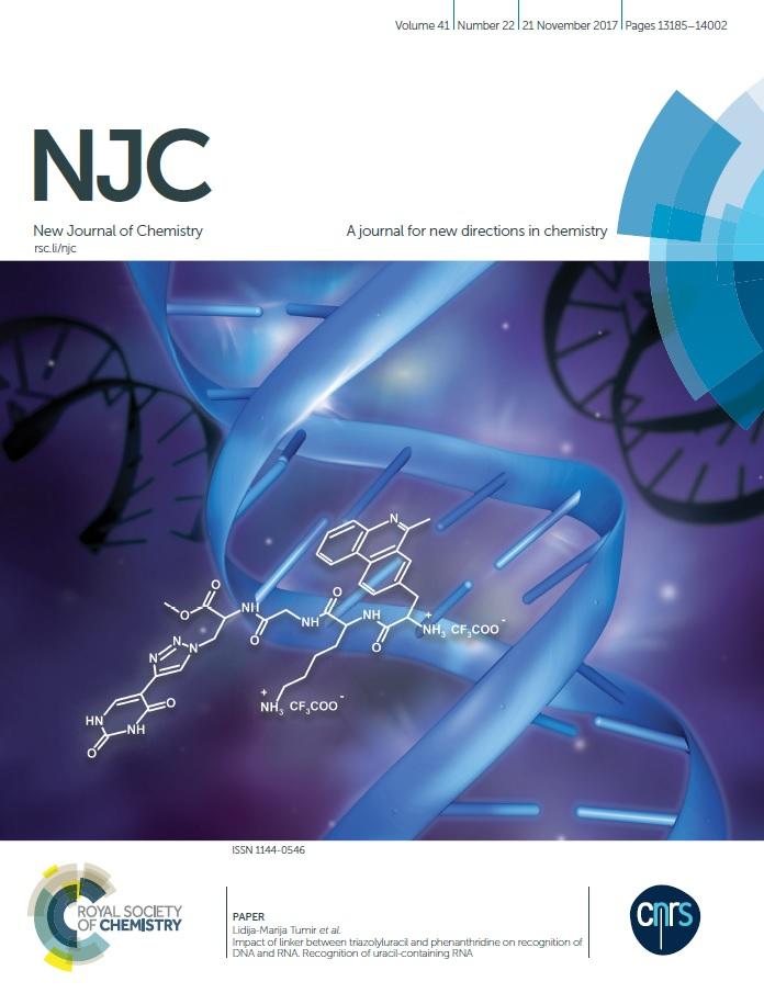 Cover page New Journal of Chemistry, Volume 41, Number 22, November 2017.Dijana Saftić et. al. "Impact of linker between triazolyluracil and phenanthrid...