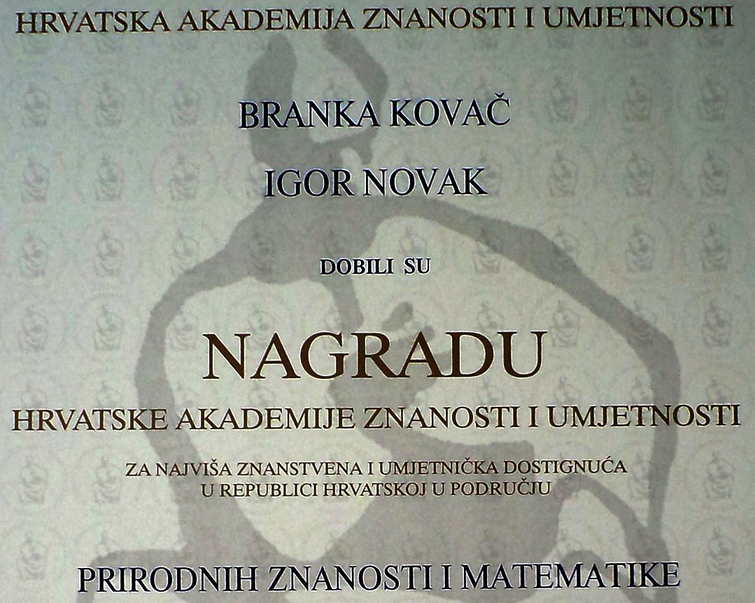 Dr. sc. Branka Kovač dobitnica nagrade HAZU za 2011.