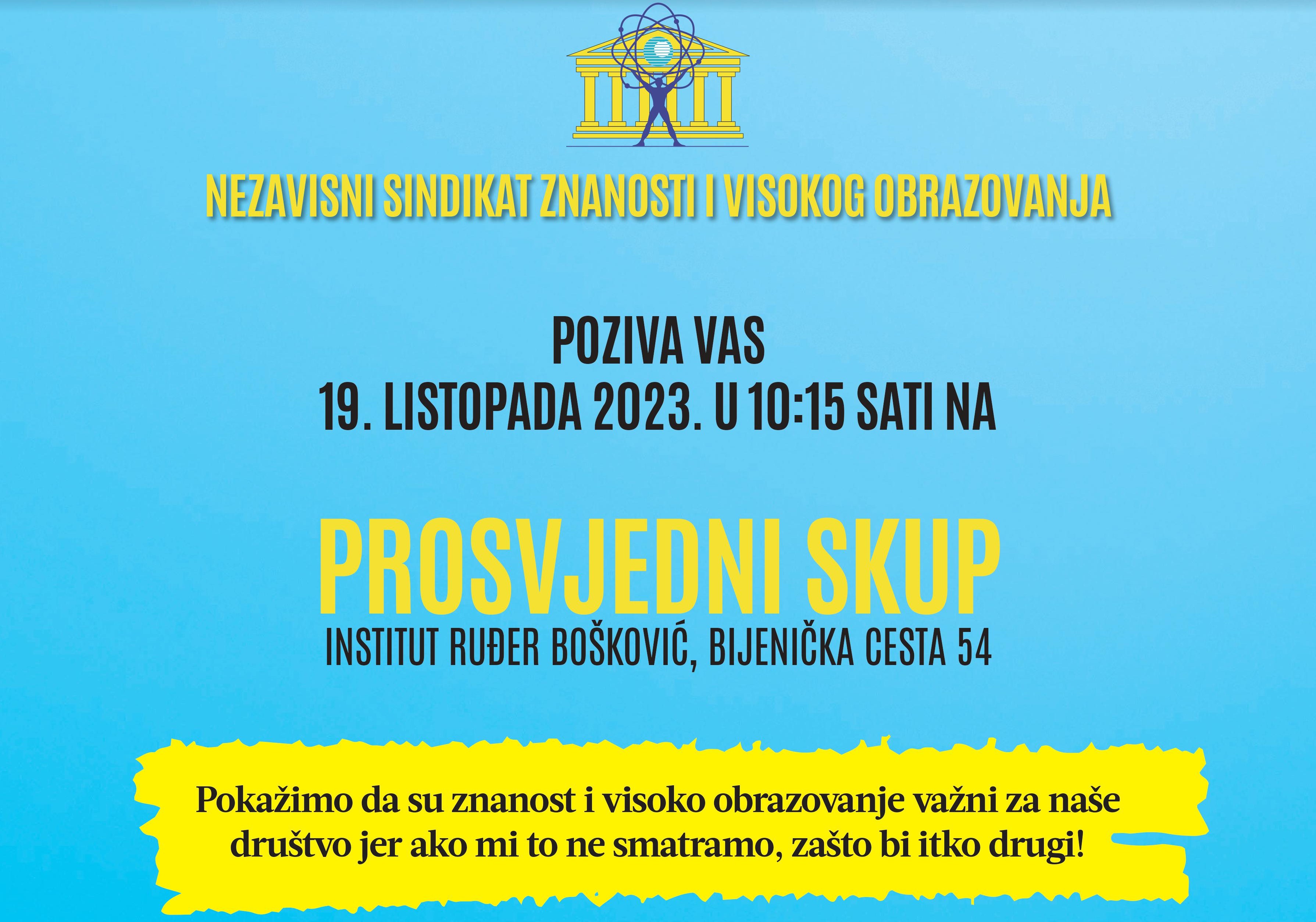 Poziv na prosvjedni skup u četvrtak 19.10. u 11h ispred spomenika Ruđeru