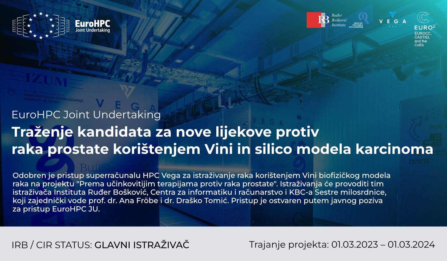 CIR u potrazi za lijekom protiv raka putem projekta "Traženje kandidata za nove lijekove protiv raka prostate korištenjem Vini in silico modela karcinoma"