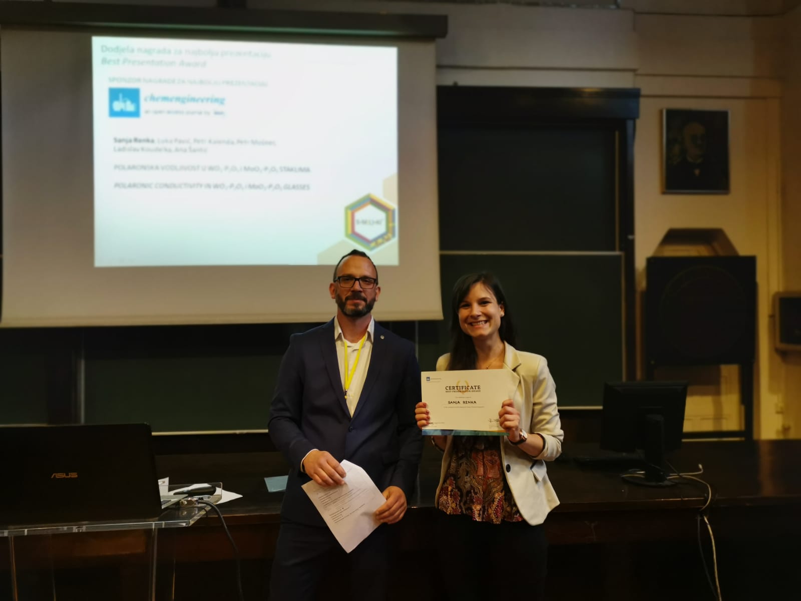 Sanja Renka dobitnica nagrade za najbolje usmeno izlaganje na XIII. susretu mladih kemijskih inženjera